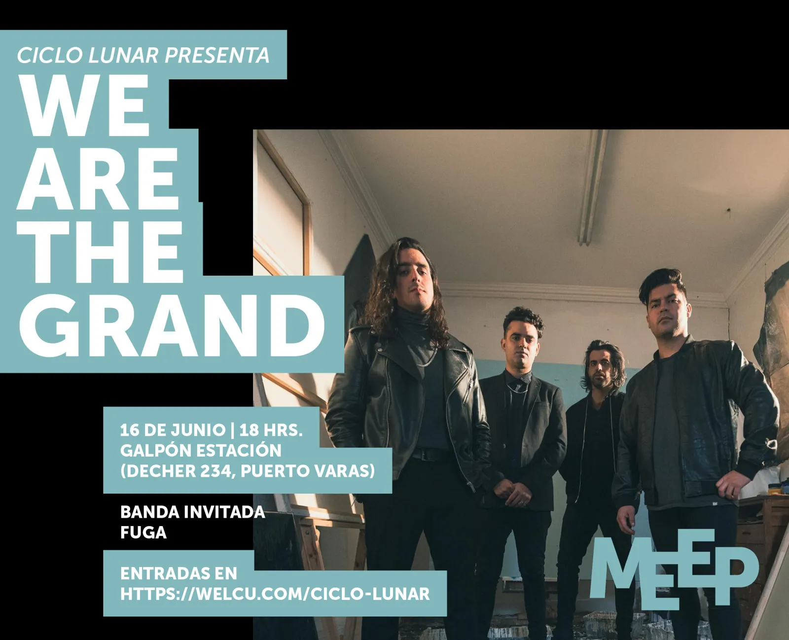 Afiche del Ciclo Lunar: We Are The Grand, 16 de junio, 18 h, Galpón Estación